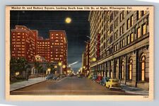 Wilmington DE-Delaware, Market Street, Rodney Square Night Vintage Postcard picture