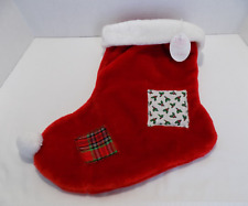 VTG QVC Precious Moments Noel Plush Christmas Stocking Red White Trim Patches picture