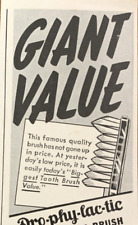 Giant Value Prophylactic Nylon Tooth Brush Vintage Print Ad 1944 #0161 picture