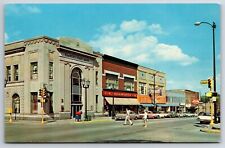 East Lincolnway Valparaiso Indiana IN Woolworth Farmers State Bank Postcard picture