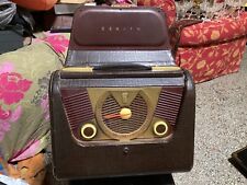VINTAGE 50S ZENITH TUBE RADIO 5H41 LEATHERETTE CASE WORKING picture