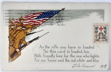 Patriotic Post Card Loyalty Series Embossed WWI Soldiers Red Cross Stamp picture