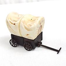 Home Presents Ceramic/Bronze Western Covered Wagon Salt & Pepper Shakers  EUC picture
