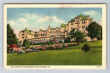Eagles Mere PA-Pennsylvania, The Lakeside & Gardens Vintage Souvenir Postcard picture