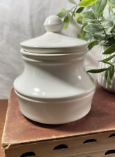 Small White Ceramic Jar Canister w/ Lid - Simple Rustic Home Kitchen Bath Decor picture