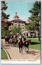 1938 RIDING PARTY LEAVING CAROLINA HOTEL PINEHURST NC*HAND COLORED*HORSES picture