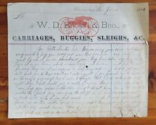 1884 Billhead Philadelphia Bloomsburg WD Brobst Carriages Buggies Sleighs picture