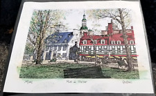 Montreal Rue du Tresor Color Drawing Quebec City Imperfect Wax Museum Vtg picture