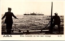 Real Photo Postcard Military Ship at Sea President Lincoln on her last Voyage picture