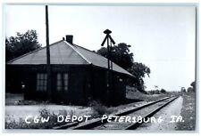 c1960's C&W Petersburg Iowa IA Railroad Train Depot Station RPPC Photo Postcard picture