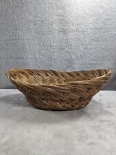 Vintage Oval Tapered Wicker Woven Basket Bowl Natural Colored 8x12” picture