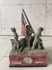 9-11 Firefighters USA Flag Freedom Fighters Clock Figurine Ground Zero picture