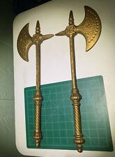 2 Vintage Decorative Medieval Axe Wall Hanging Cast Aluminum Hoda 1960s picture