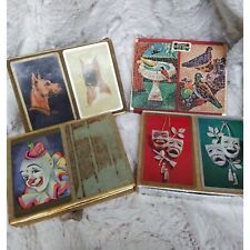 Vintage Lot of 4 Congress Duratone Playing Cards Sets - Clowns Dogs Masks & Mosa picture