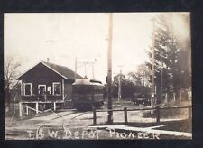 REAL PHOTO PIONEER OHIO RAILROAD DEPOT TRAIN STATION OH. POSTCARD COPY picture