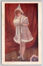 Pretty Woman In Costume Hand Muff Postcard Q28 picture