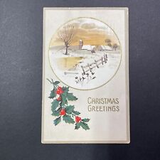 Antique 1912 Christmas Postcard With Green Line Error Washington Stamp V2381 picture