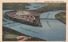 Cairo Illinois IL Bird's Eye View Ohio & Mississippi Rivers Postcard D27 picture