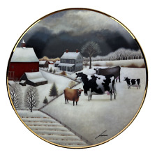 Franklin Mint Lowell Herrero Cows in Winter Collector Plate American Folk Art 8