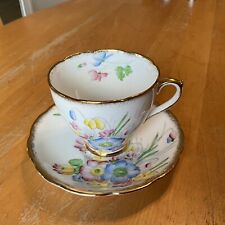 Tea Cup & Saucer T.F. & S Ltd Phoenix Made in England Pink & Blue Flowers picture