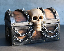 Ebros Chained Skull On Pirate Treasure Chest Jewelry Trinket Box 6