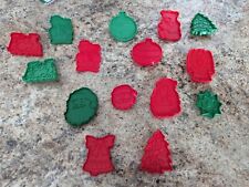 VINTAGE SET OF 15 HARD PLASTIC RED- GREEN CHRISTMAS COOKIE CUTTERS  picture