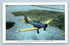 Army AIr Corps Trainer Flying Over Biloxi Mississippi MS UNP  WB Postcard E15 picture