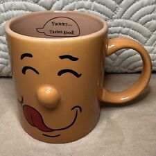 Vintage Atico 3D Funny Face Emoji “Yummy… Tastes Good” Orange 12 Mug Coffee Cup picture