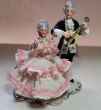 Dresden ROMANTIC PAIR Lace Victorian Figurines Capodimonte #375  Artist Signed picture