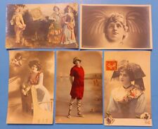 Pretty French Women 1910s Postcard Lot~ Hand Colored RPPCs, Wearing Leggings picture