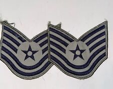 PAIR US Air Force USAF Tech Sergeant TSGT E-6 Chevron Patches Full Color Grey picture