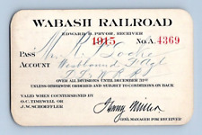 1915. WABASH RAILROAD, EDWARD B. PRYOR. RAILROAD PASS picture