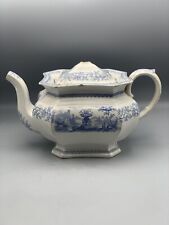 Antique Blue Transferware Early English Teapot AS IS picture