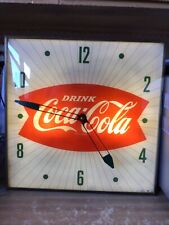 VTG Fishtail Coca Cola Advertising Pam Electric Wall Clock Good Glass picture