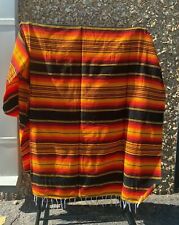 Sarape XXL,5' X 7',Mexican Blanket,HOT ROD, Seat Covers,Motorcycle, Orange,Black picture