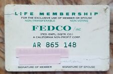 Vintage 1960's / 70's FEDCO Membership Card Federal Employees Distributing Co picture