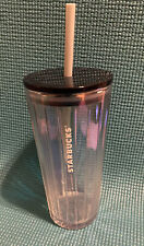 Starbucks 2021 Iridescent Clear Luster Twisted Glass Cold Cup Tumbler 18oz picture