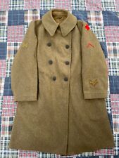 Vintage 1918 WWI Military Olive Green Heavy Wool Trench Coat Great Condition picture
