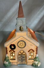 Vtg. American Porcelain Christmas Collectible Hand-painted Church picture