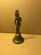 Vintage Brass Metal Bell with Native American Indian Warrior Chief Topper picture