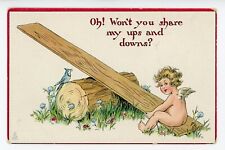 Mischievous Cupids Share my Ups & Downs 1905-13 R Tuck & Sons VALENTINE Postcard picture