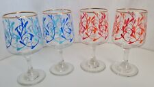 Vintage Drink Glasses Mid Century MCM Liquor Sherry Port Glass red blue 5 