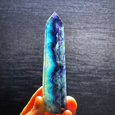 TOP 128G Natural Purple -Blue fluorite Quartz Crystal  Point Healing B418 picture