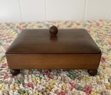 Vintage Walnut Wooden Box w/Feet And Lid; Made By LaSalle Products 5.5” x 4.25” picture
