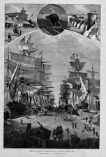 PENSACOLA FLORIDA SHIPS LOADING DOCKS RAILS VESSELS 1884 PENSACOLA ENGRAVING picture