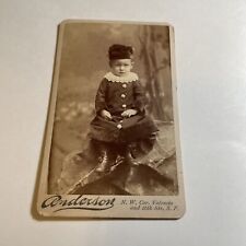 ANTIQUE CDV CIRCA 1880 SAN FRANCISCO, CA, BOY FUR HAT, DRESS BUFF BUTTON DRESS picture