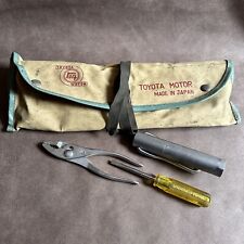 VINTAGE TOYOTA JAPAN CAR TOOL KIT ROLL BAG POUCH PLIERS BOX SPANNER SCREWDRIVER  picture