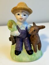 Vintage Boy with Deer Figure Ceramic picture