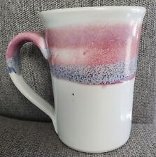 Bruning Studio Art Pottery Colorful Mauve Gray White Stoneware Coffee Mug Cup picture