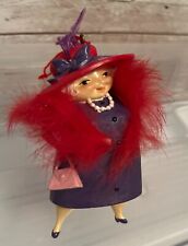 Red Hat Society Christmas Ornaments Hatter Purple Dress Fuzzzy Boa picture